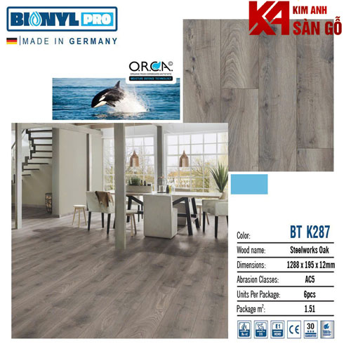 Sàn Gỗ Công Nghiệp Đức 12MM BINYL-K287